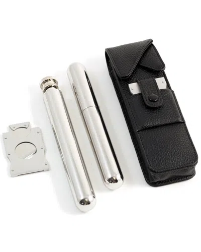 Bey-berk 4pc Cigar Case & Cutter Set In Black