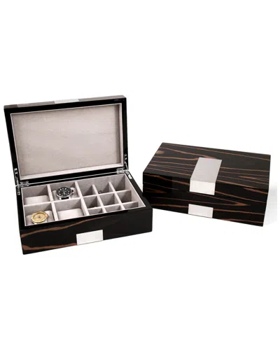 Bey-berk 4-watch & Cufflink Valet Box In Black