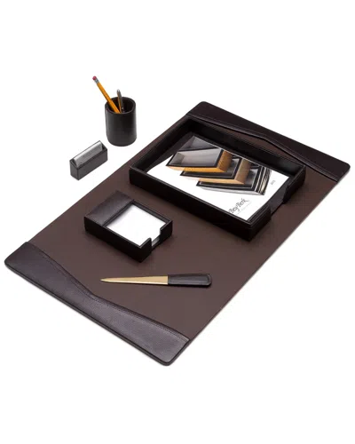 Bey-berk 6pc Brown Leather Desk Set