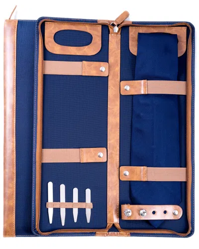 Bey-berk Ballistic Nylon Travel Tie Case In Blue