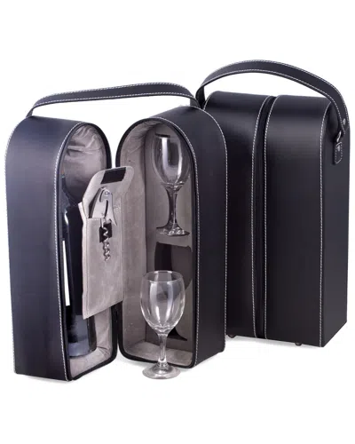 Bey-berk Black Leather Wine Caddy