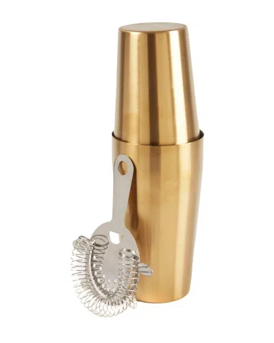 Bey-berk Boston Shaker With Strainer In Gold