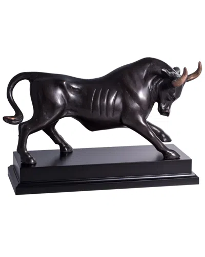 Bey-berk Brass Raging Bull Sculpture In Black