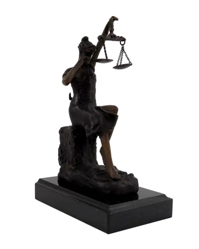 Bey-berk Bronze Crying Lady Justice Sculpture In Black
