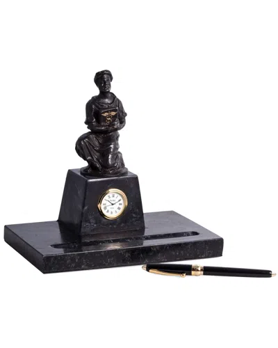 Bey-berk Bronze Finished Hippocrates Sculpture With Clock