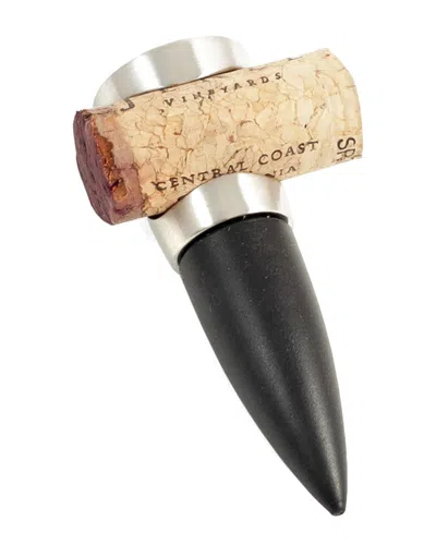 Bey-berk Brushed Nickel Bottle Stopper In Black