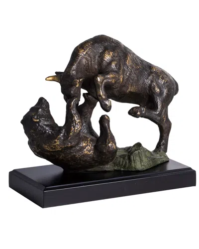 Bey-berk Bull & Bear Fight Sculpture In Brown