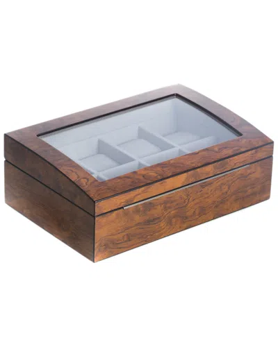 Bey-berk Burl Wood 8-watch Storage Case In Brown