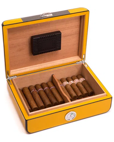 Bey-berk Carbon Fiber 25-cigar Humidor In Gold