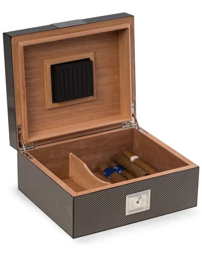Bey-berk Carbon Fiber Wood Cigar Humidor In Gray