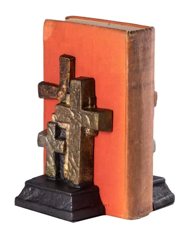 Bey-berk Cast Metal Cross Bookends In Red