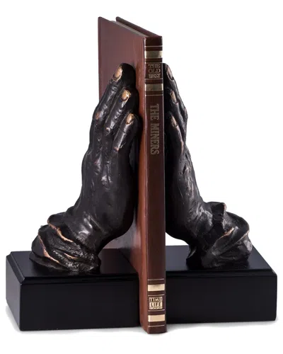 Bey-berk Cast Metal Hands Bookends In Black