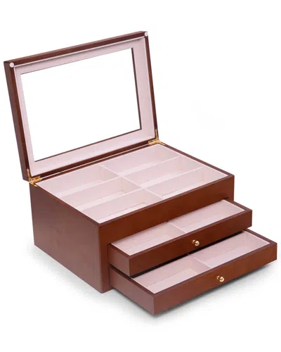 Bey-berk Cherry Wood 18-sunglass Storage Box In Brown