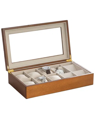 Bey-berk Cherry Wood 6 Watch & 4 Pocket Watch Storage Box In Brown