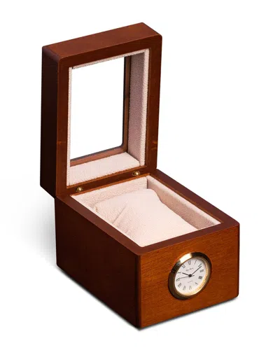 Bey-berk Cherry Wood Watch Box With Quartz Movement Clock In Brown