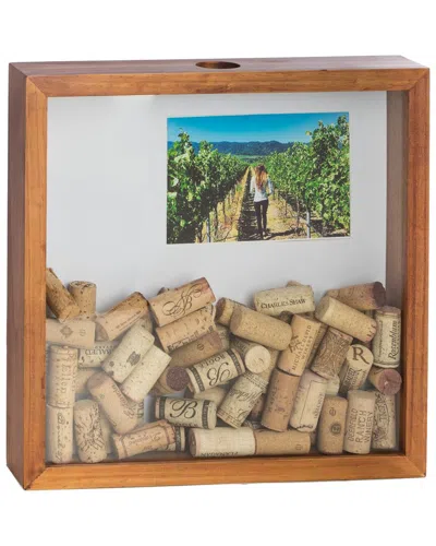Bey-berk Wine Cork Shadow Box In Brown