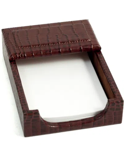Bey-berk Croco Leather Memo Holder In Brown