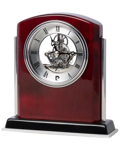Bey-berk Croft Rosewood Skeleton Clock In Red
