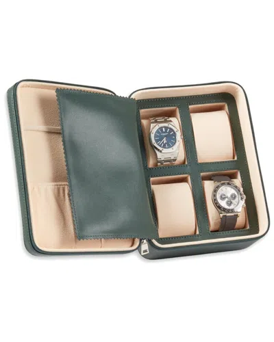 Bey-berk Drake Leather Four-watch & Accessory Travel Case In Blue