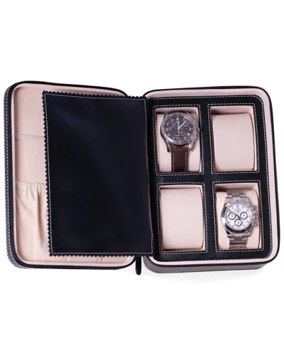 Bey-berk Drake Leather Travel Watch Case In Pink