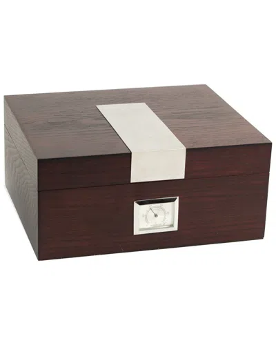 Bey-berk Espresso Wood Cigar Humidor In Brown