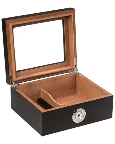 Bey-berk Espresso Wood Cigar Humidor With Spanish Cedar Lining In Black