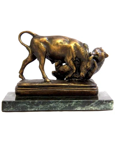 Bey-berk Eternal Struggle Of Bull & Bear Bronzed Finished Sculpture In Gold
