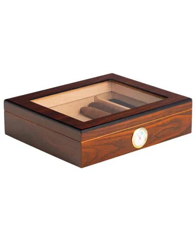 Bey-berk Finley Walnut 12 Cigar Humidor In Brown