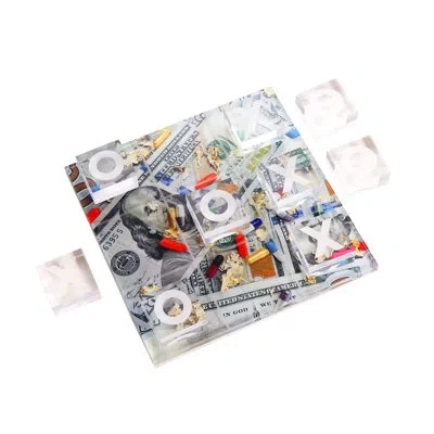 Bey-berk Glass Tic Tac Toe In Clear