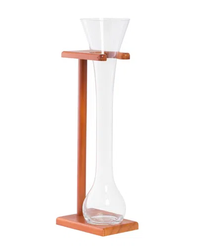 Bey-berk Half Yard Of Ale Glass With Wooden Stand 24oz. In Brown