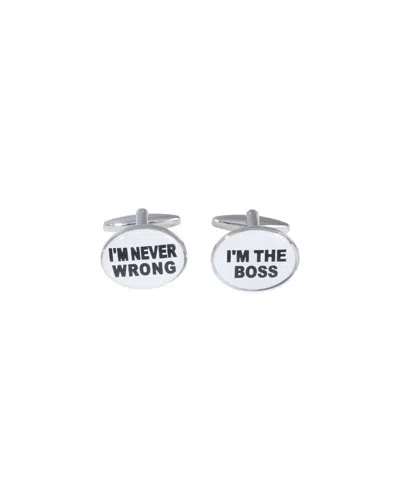 Bey-berk I'm The Boss & I'm Never Wrong Rhodium Plated Cufflinks