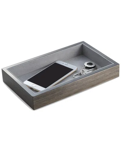 Bey-berk Lacquered Ash Wood Open Face Valet Tray In Gray
