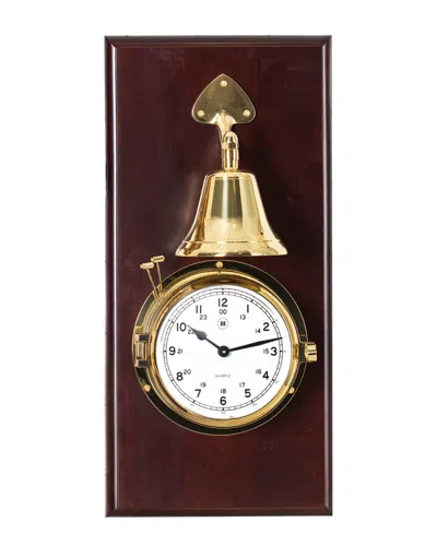 Bey-berk Lacquered Brass Porthole Quartz Striking Bell Clock