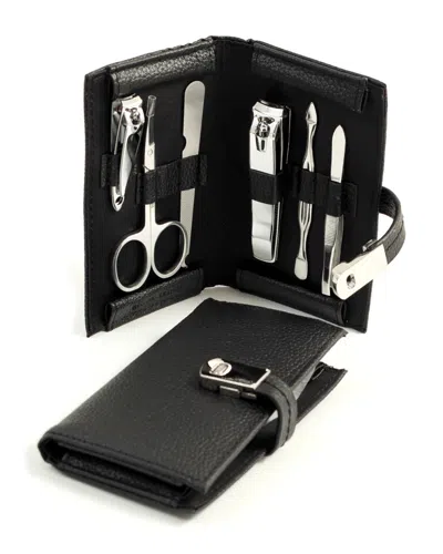 Bey-berk Leather 6pc Men's Grooming Set In Black