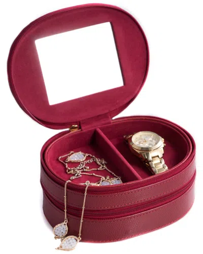 Bey-berk Leather Lizard 2-level Jewelry Case In Burgundy