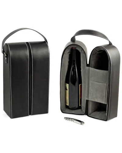 Bey-berk Leather Wine Caddy For 2 Bottles & Bar Tool Set