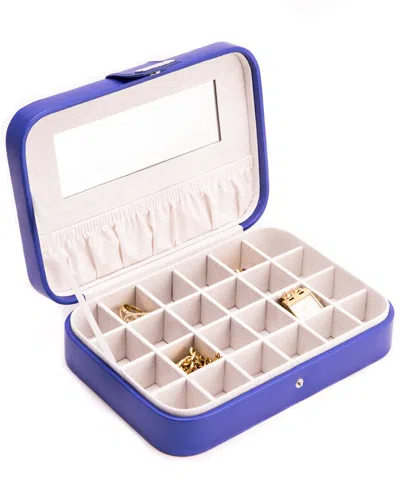 Bey-berk Leatherette 24 Section Jewel Case With Mirror In Blue