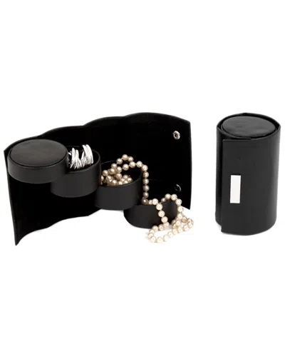 Bey-berk Leatherette 3 Level Jewelry Roll In Black