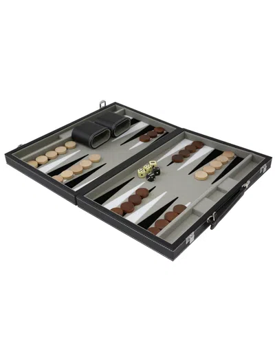 Bey-berk Leatherette Backgammon Set In Multi
