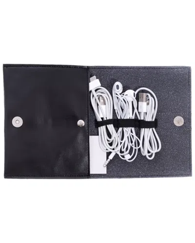 Bey-berk Leatherette Travel Charger Case & Accessories Pouch In Black