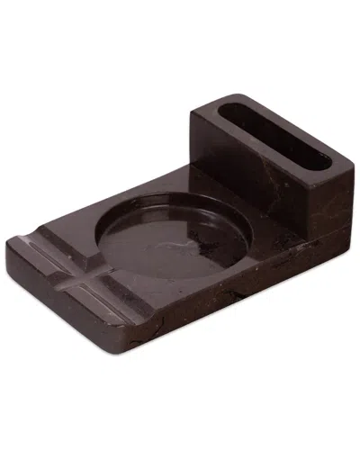 Bey-berk Leon Marble Ashtray & Storage In Brown