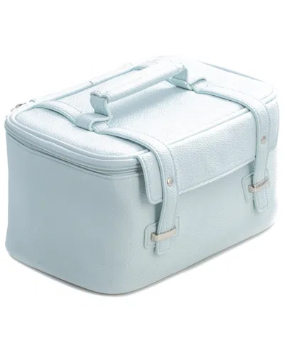 Bey-berk Light Blue Leatherette Travel Makeup Case