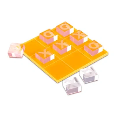 Bey-berk Lucite Tic Tac Toe Game In Neon Orange