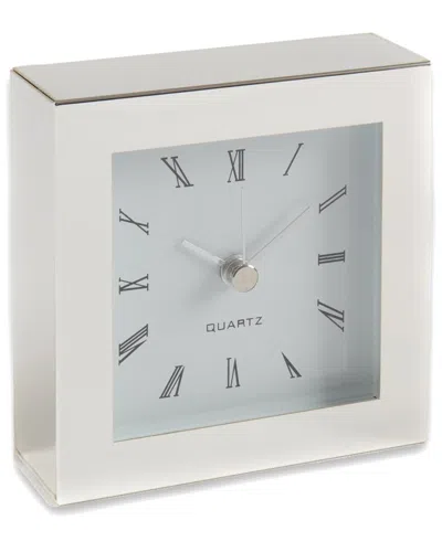 Bey-berk Lyon Silver-plated Modern Design Desk Clock