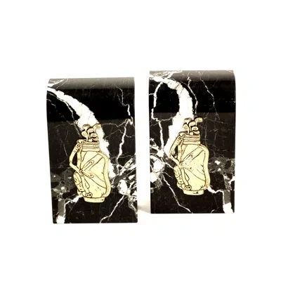 Bey-berk Marble Golf Bookends In Multi