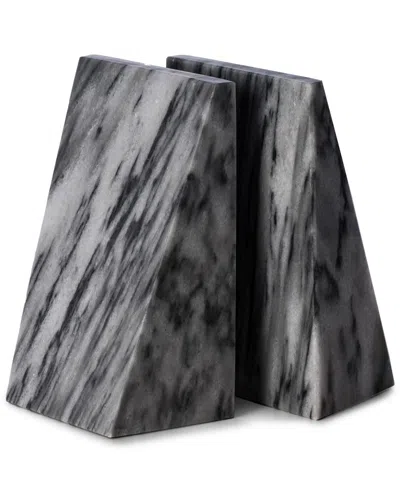 Bey-berk Marble Grey Zebra Bookends In Gray
