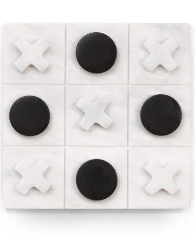 Bey-berk Marble Tic Tac Toe Set In Neutral