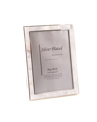 Bey-berk Mother Of Pearl 5x7 Silver-plated Frame In Gray