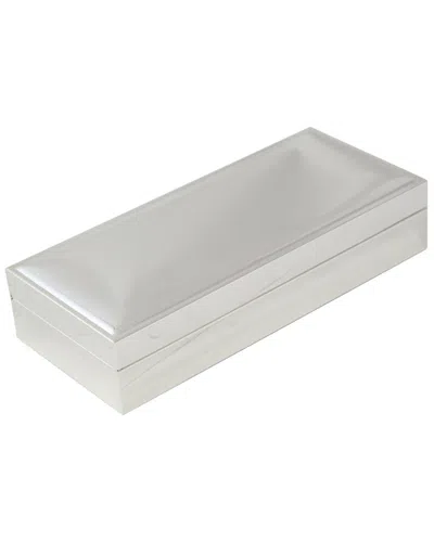Bey-berk Nickel Plated Rectangular Hinged Box In White