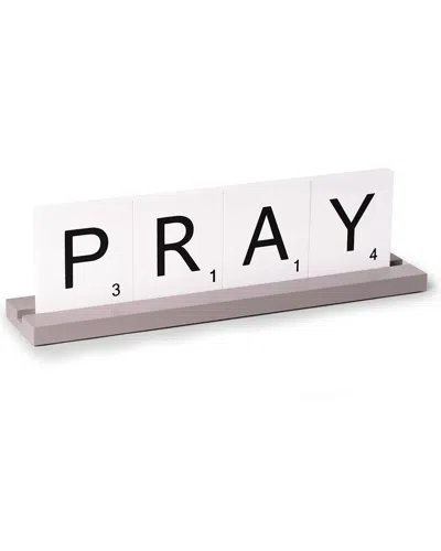 Bey-berk Pray Scrabble Design Sign In Neutral